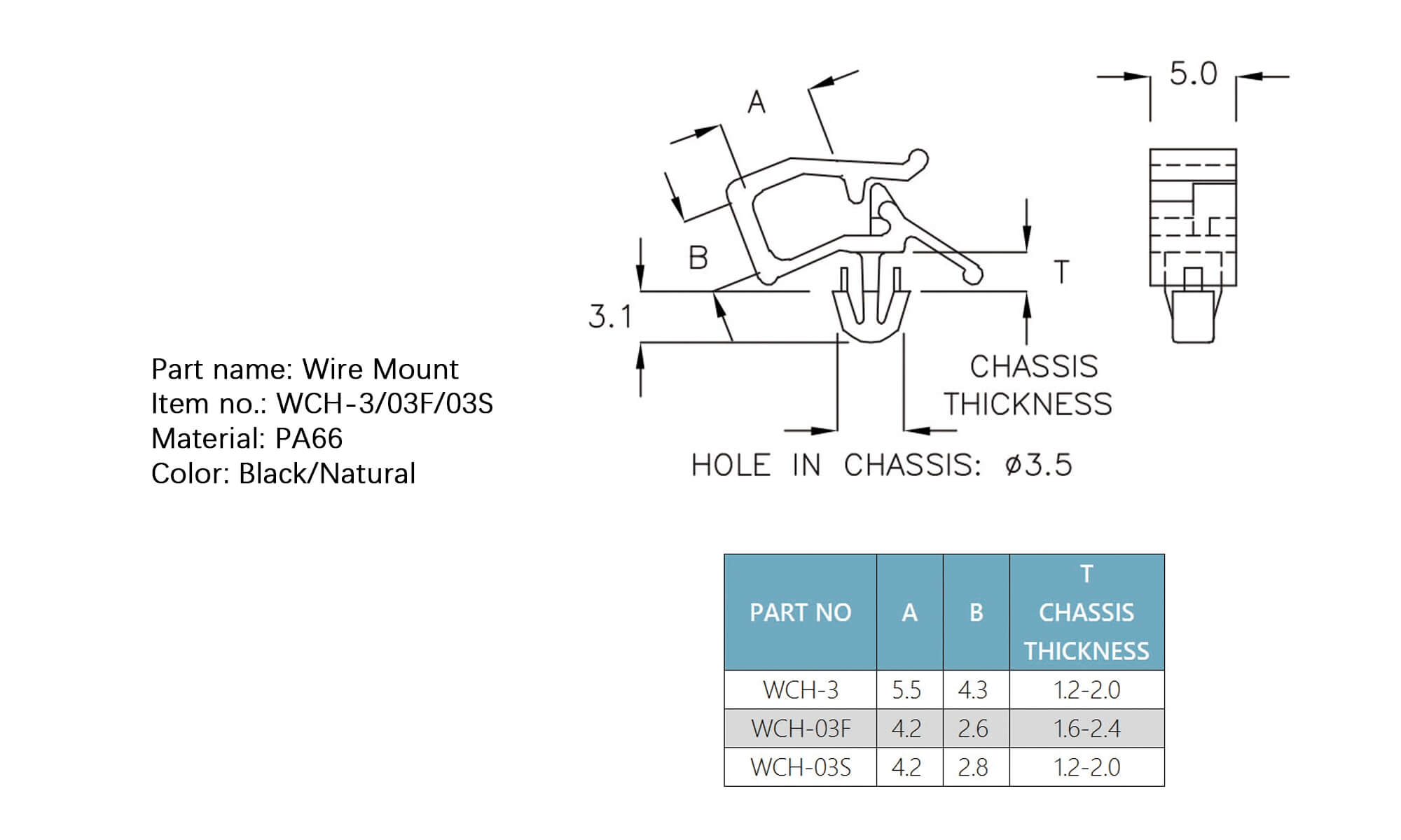 Plastic Wire Mount WCH-3